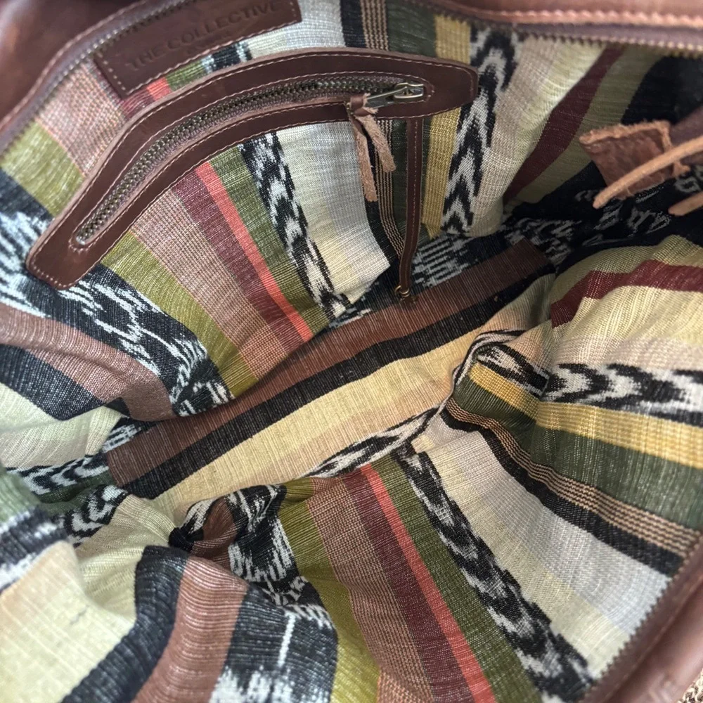 Nena & Co. Brown Leather Tote purse‎ the perfect bag the collective logo